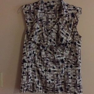 Silky top with front ruffles